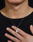 š„ Men's Punk Grenade Pendant Necklace - 925 Sterling Silver with Moissanite Inlay (Gold/White Gold Plated)