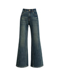 Women’s High-Waist Flared Jeans – Stretchy Retro Denim (Blue/Velvet, Medium Elastic)