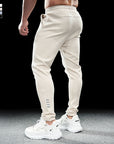 Men’s Elastic Running Trousers - Cotton Sports Joggers (Black/White/Gray/Pink Blue, M-XXL) Autumn/Winter Thick Training Pants
