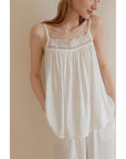Women's Luxury Satin Pajama Set - Sleeveless Sling Nightwear (White) | Summer Breathable Sleepwear