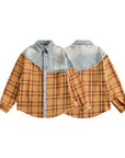 ✨ Women’s American Retro Plaid Shirt - Loose Stitching Long Sleeve (Yellow, 100% Cotton)