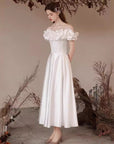 Robe en satin blanc et dentelle pour femme - Robe de soirée moulante à la taille (S-XXXL) - Robe de soirée élégante