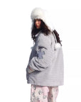 Vintage Gray Cotton-Padded Jacket – Women’s Thickened Imitation Rabbit Fur Coat (Loose Fit, Warm Polyester Filler, Casual Straight Hem – Cozy Winter Style)