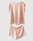 Women's French Style Mulberry Silk Sleeveless Shorts Suit - Luxury Summer Lounge Set (9 Colors, M-XL)