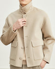 Veste en laine double face pour homme – Style décontracté et professionnel (coupe ample, poches plaquées)