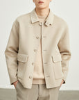 Veste en laine double face pour homme – Style décontracté et professionnel (coupe ample, poches plaquées)