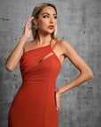 Robe de soirée rouge vin pour femme - Élégante robe sans manches coupe ajustée (S-XL) - Tenue de soirée en polyester résistant aux hautes températures