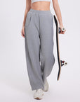 Women’s High Waist Straight Leg Trousers - Cotton Sports & Casual Pants (Black/Flower Gray/Winter Gray/Palm Green, S-XL) All-Season Loose Fit