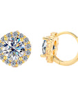 Sunflower Moissanite Earrings for Women - 1/2 to 2 Carat Sterling Silver Studs (Natural Cut, Hypoallergenic)