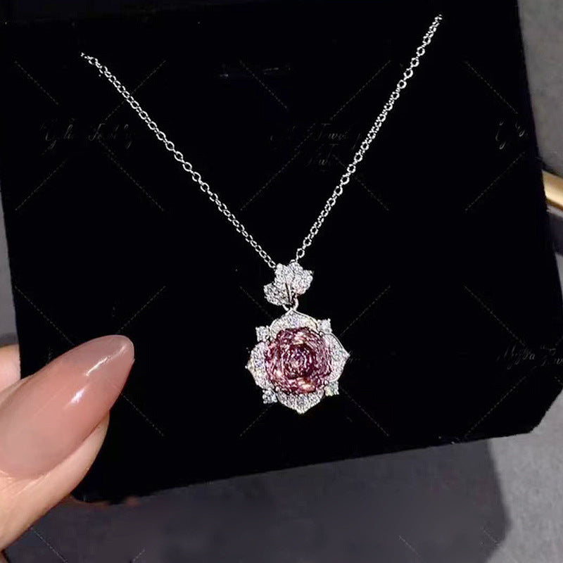 🌹 S925 Silver Rose Petal Necklace for Women – Elegant & Dreamy