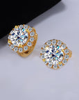 Sunflower Moissanite Earrings for Women - 1/2 to 2 Carat Sterling Silver Studs (Natural Cut, Hypoallergenic)
