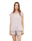 Women's French Style Mulberry Silk Sleeveless Shorts Suit - Luxury Summer Lounge Set (9 Colors, M-XL)