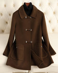 Women’s Artistic Retro Wool Coat – Loose Fit (Beige/Black/Ankela Red/Brown)