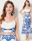 Ensemble haut et jupe à bretelles urbaines pour femme - Tenue midi sans manches (S-2XL)
