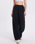 Women’s High Waist Straight Leg Trousers - Cotton Sports & Casual Pants (Black/Flower Gray/Winter Gray/Palm Green, S-XL) All-Season Loose Fit