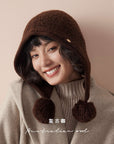 Bonnet cagoule tricoté chaud en laine pour femme