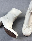 Women's Ballet-Inspired White Booties - Chunky Heel Side-Zip Ankle Boots (Sizes 35-39)