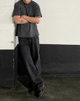 Schwarze Stonewashed Loose Straight Jeans HERREN