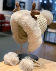 🦌 Deer Antler Fur Cap – Whimsical Winter Warmth
