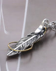 Pendentif plume en argent thaïlandais pour homme et femme