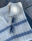 Women’s Lightweight Y-Lapel Striped Sweater – Effortless Silk & Linen Elegance