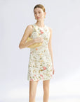 Women Business Short Cotton Dress – French Jacquard A-Line Sleeveless High Waist Commuter Dress
