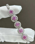 2.5 Carat Pink Moissanite Tennis Bracelet – Lab-Created Luxury – Hypoallergenic Sterling Silver