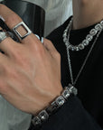 Rockiges Diamantarmband für Herren – Ausgefallene versilberte/vergoldete Manschette – Verstellbarer Statement-Schmuck
