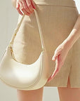 Women’s Half-Moon Underarm Handbag – PU Leather Dumpling Shoulder Bag with Zipper Closure, Dual Adjustable Straps & Compact Everyday Design
