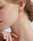 Water Ripple Tassel Earrings - 925 Sterling Silver & Gold-Plated