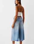 Women’s Low Waist Loose Denim Cropped Pants - Polyester Wide Leg Trousers (XS-3XL, Blue/Grey/Light Blue/Black) Casual Streetwear