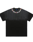 MEN Oversized Letter Print T-Shirt - 100% Cotton Loose Fit Streetwear Tee (Washed Black, S-XXL)