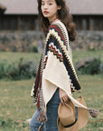 Women’s Bohemian Tassel Knit Shawl – Warm Acrylic Cape Scarf