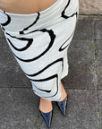 Women's Wave Stripe Knit Set – Umbilical Crop Top + Mid-Length Dress