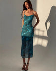 Women’s Slim-Fit Suspender Dress – Pure Desire Style in Peacock Green