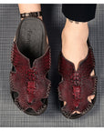 🐙 Men’s Leather Octopus Slippers - Closed-Toe Outdoor Comfort (Brown/Black/Red)
