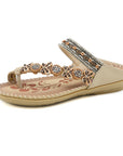 ✨ Bohemian Rhinestone Clip-Toe Slippers for Women - Folk Style (2.5cm Heel, Black/Royal Blue/Apricot/Light Brown)