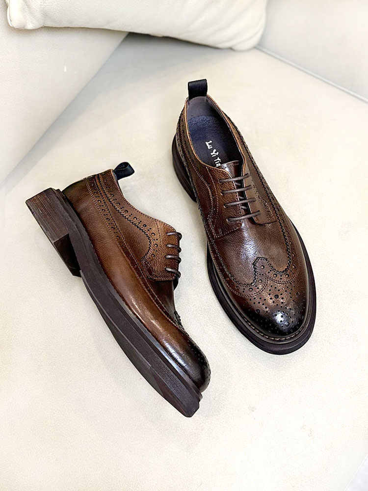 Leder Brogue Herrenschuhe Dick