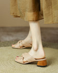 Chaussons à talons en peau de mouton FEMME