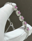 2.5 Carat Pink Moissanite Tennis Bracelet – Lab-Created Luxury – Hypoallergenic Sterling Silver