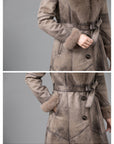 🖤 Women’s Thickened Real Fur Coat – V-Neck Long Sleeve Elegance