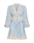 🌺 Women's Patchwork Lantern Dress - Blue Floral Holiday Maxi