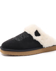 Unisex Thermal Leather House Slippers – Warm Fur Lined Slip-On Winter Indoor Shoes with EVA Sole