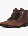 Men Retro Martin Boots – Classic American Lace-Up PU Leather Ankle Boots with Rubber Sole