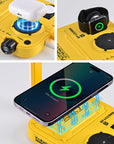 3-in-1 Wireless Charger + Smart Night Light + Watch Stand – Modern Geometric Charging Station