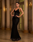 ✨ Women’s Sexy V-Neck Sequin Backless Long Dress – Elegant Party Style