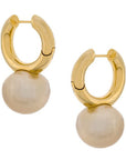 Women Simple Large Pearl Hoop Earrings – French Style Gold & Silver Plated Minimalist Statement Jewelry