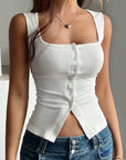 Slim-fit Buttoned Split Vest Sling Women's Top