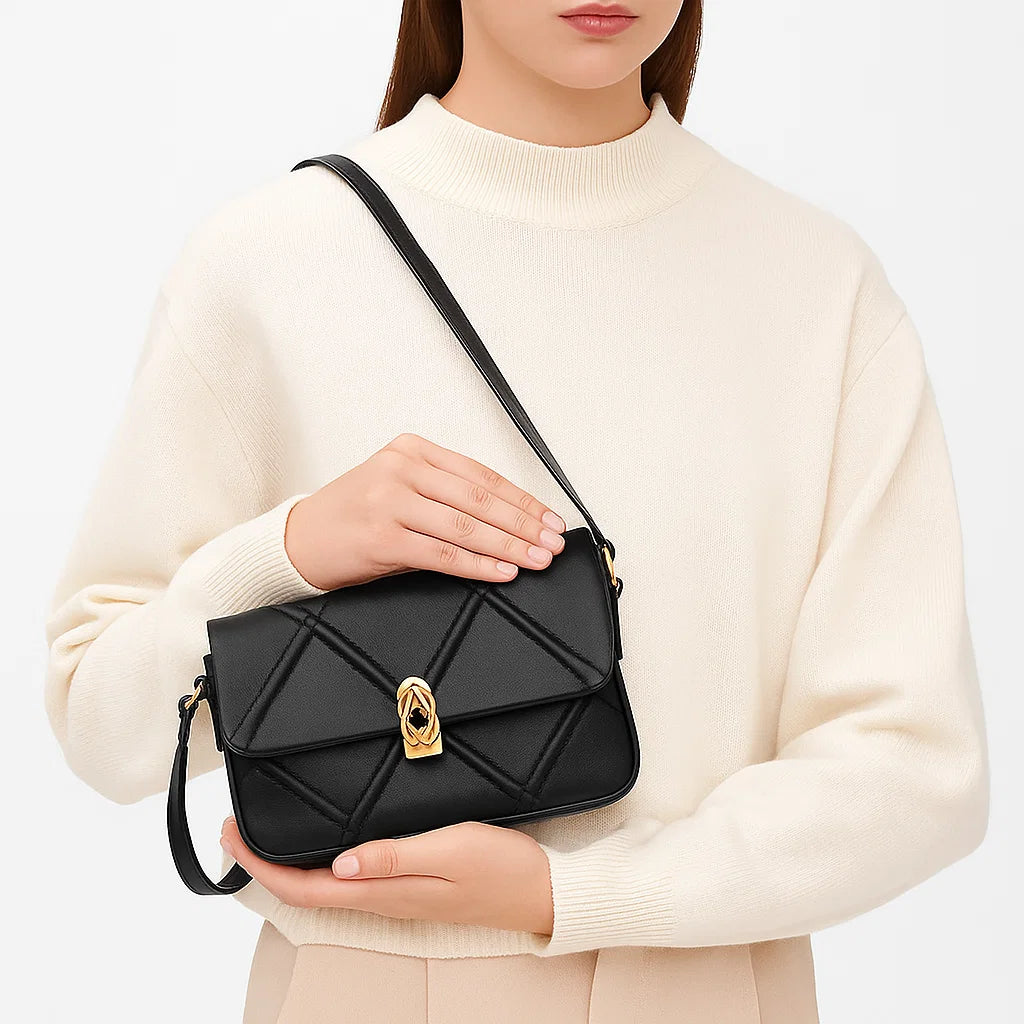 Sac à main en cuir véritable pour femme – Style rétro européen (22 x 14 cm) – Cuir de vachette souple à deux couches