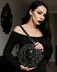 Women’s Gothic Coffin Shape Crossbody Bag – PU Leather Shoulder Purse with Chain Detail & Adjustable Strap